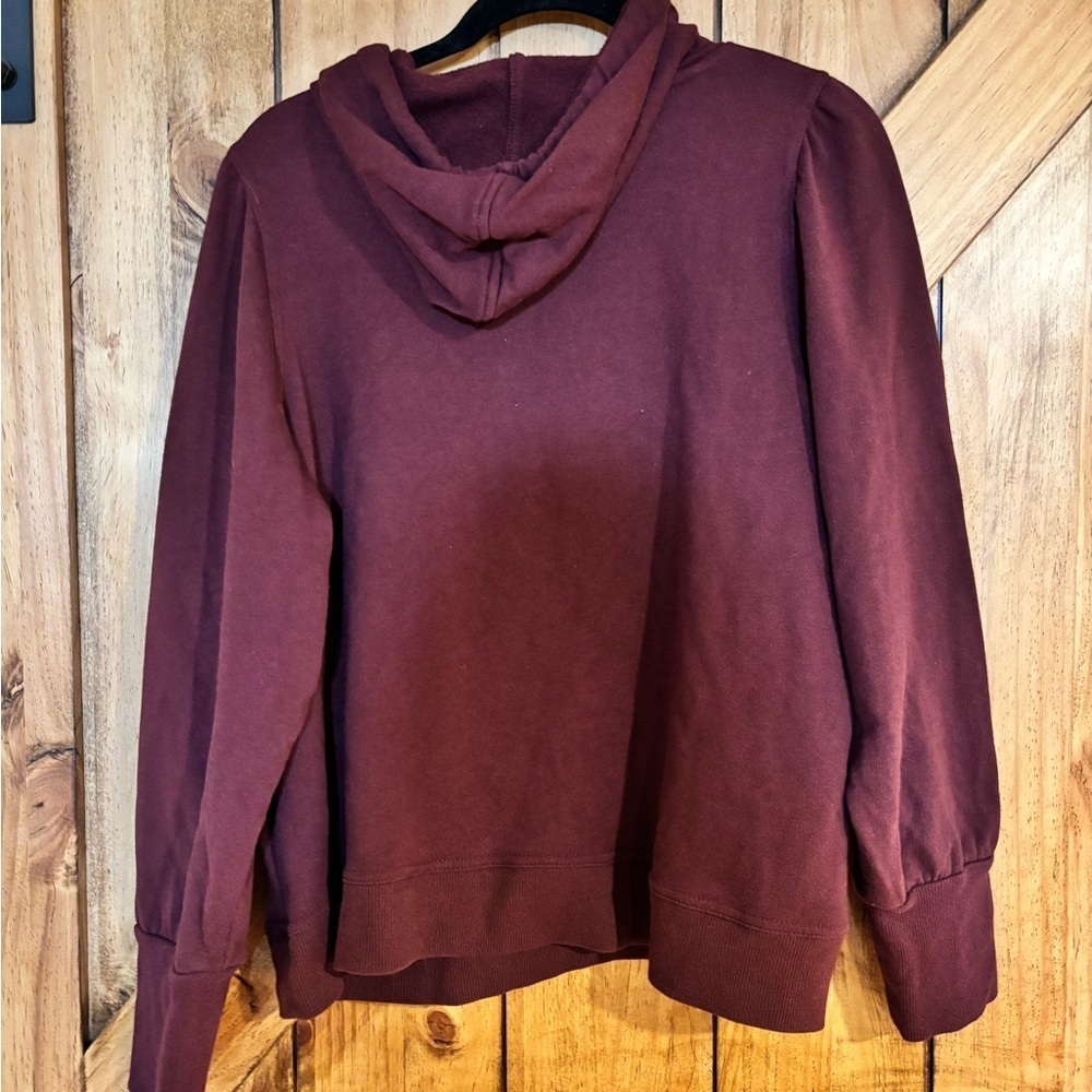 Nine West Women’s Sweatshirt XXL Burgundy Hoodie Puff Sleeve - Picture 2 of 4